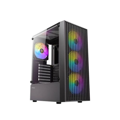 Caja Mid Tower Antec AX20 Elite RGB con 4 ventiladores y fuente de 550W - Estilo y rendimiento.