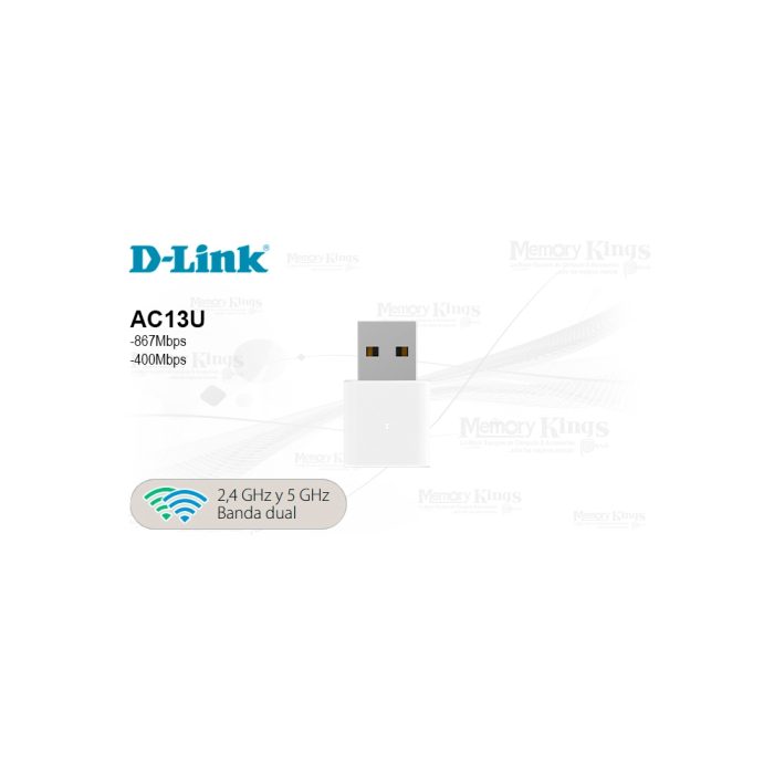 Adaptador USB Wi-Fi D-Link AC1300 AC13U | Alta velocidad Wi-Fi 5 | Conectividad rápida y confiable