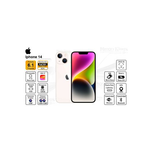 iPhone 14 Midnight 128GB 6.1" - Smartphone elegante con gran capacidad y diseño moderno
