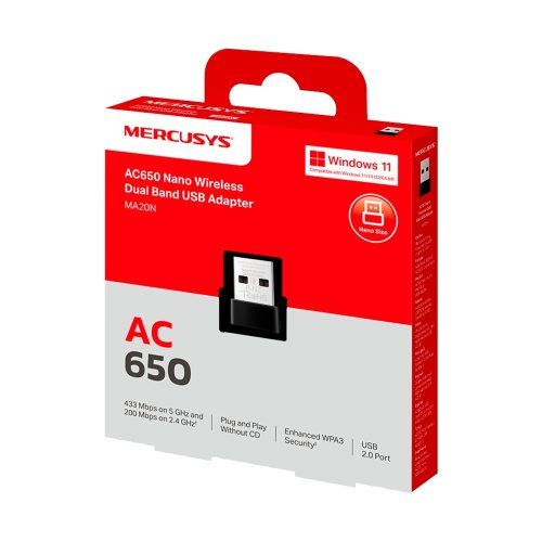 TP-Link Mercusys AC650 Nano: Adaptador WiFi compacto de alta velocidad, ideal para equipos portátiles.