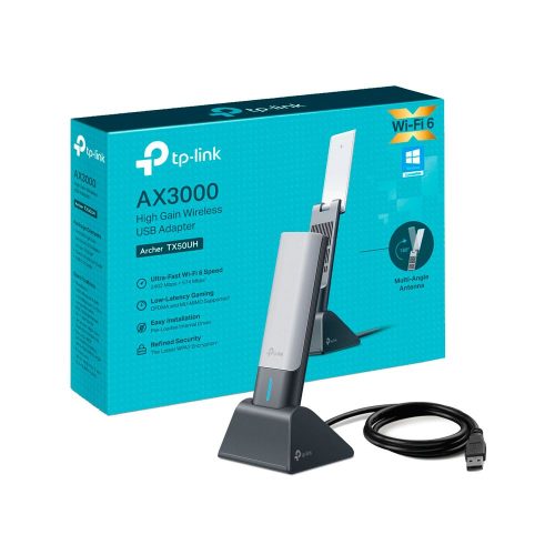 Adaptador de red TP-Link Archer TX50UH, Wi-Fi 6, USB 3.0, alta velocidad, compatible con PC y laptops