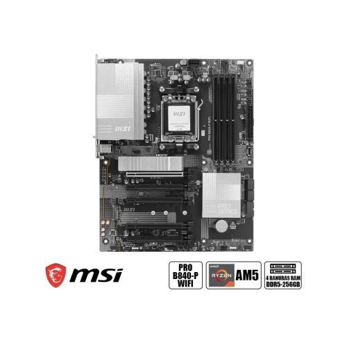 MSI AMD PRO-B840-P WiFi Placa Base AM5 DDR5 256GB 8000MHz PCIe 5.0 con HDMI
