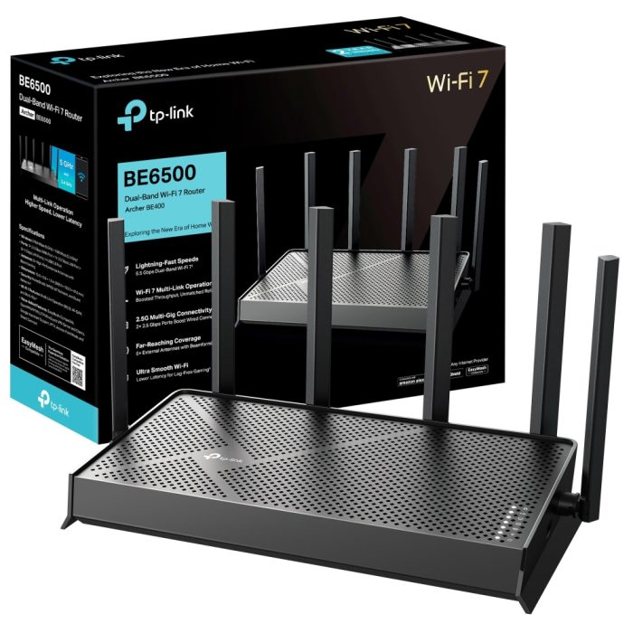 TP-Link Archer BE400 router dual-band 6500 Mbps, alta velocidad, conexión estable y fácil configuración