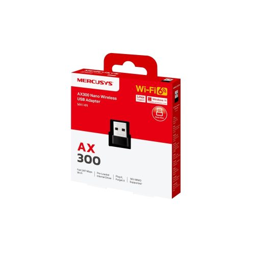 Nano WiFi AX300 Mercusys MA14N, eficiente y compacto, ideal para conexión rápida y estable