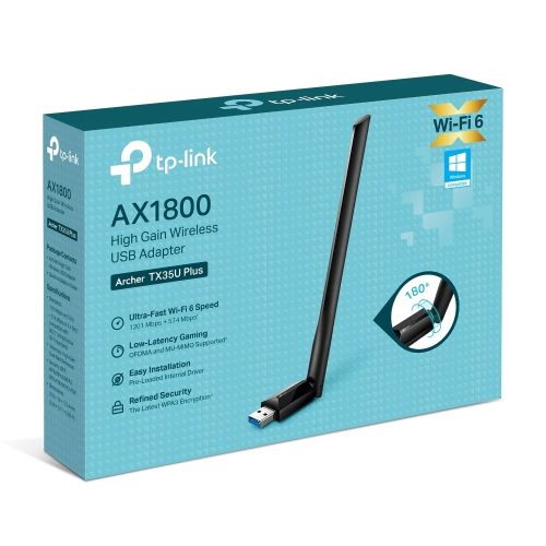 Adaptador WiFi TP-Link Archer TX35U Plus AX1800, velocidad ultra rápida, USB-C, conexión fiable