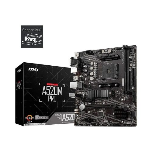 Placa base MSI A520M-A PRO M-ATX, 2 x DDR4 hasta 64GB, 4400 MHz, HDMI y DVI, ideal para gaming