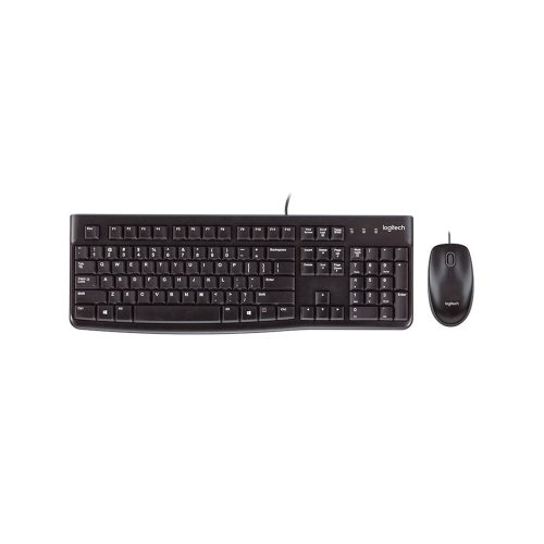 Teclado y Mouse Logitech MK120 USB, diseño ergonómico, color negro, perfecto para oficina y hogar.