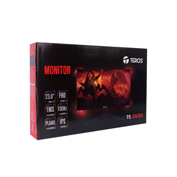 Monitor plano TEROS TE-2415S 23.8" FHD IPS 120Hz 1ms con HDMI y DP, color negro