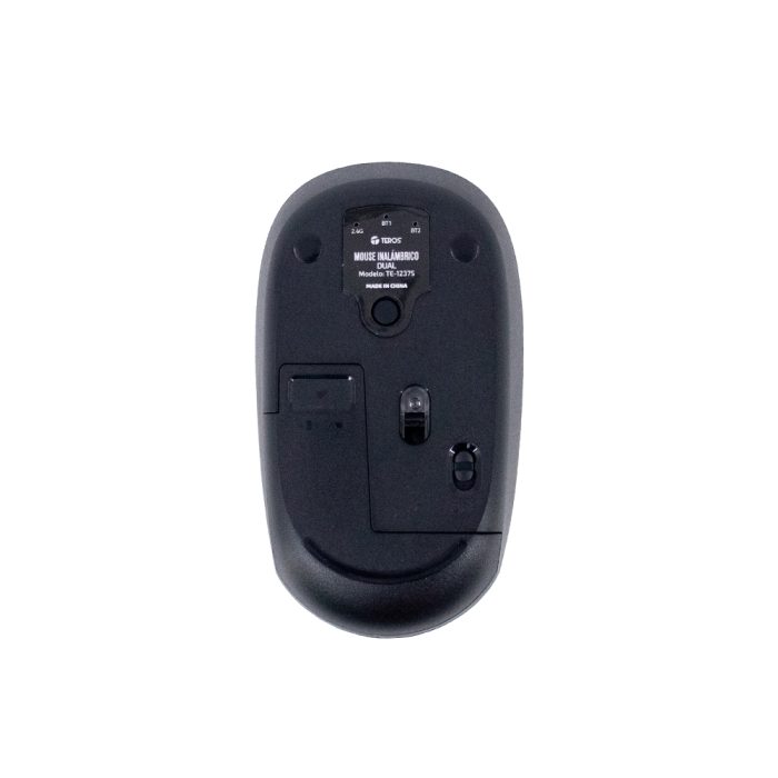 Mouse inalámbrico TEROS TE-1237S en color negro, con Bluetooth 5.0 y 2.4 GHz para una conexión rápida