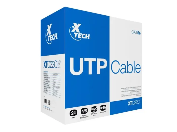 Cable Ethernet Xtech CAT 5e RJ-45 (M) a RJ-45 (M) 305 m UTP - Ideal para redes rápidas y seguras