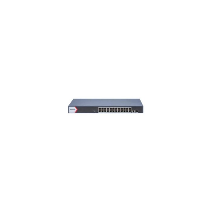 Switch PoE HIKVISION 24 Puertos 1000M, 370W, Conexión RJ45 y SFP, Ideal para Redes Inteligentes