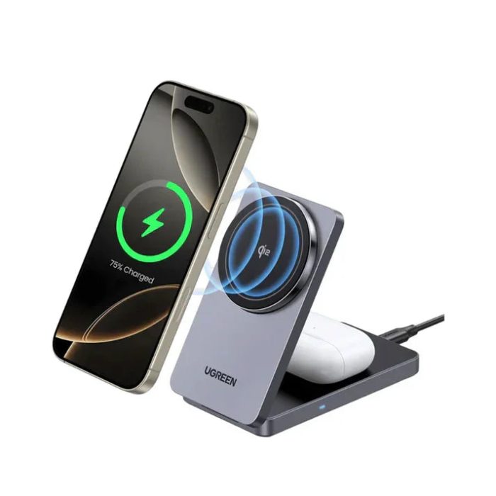 UGREEN Cargador Inalámbrico MagFlow Qi2 15W - Soporte Compacto y Eficiente para Tu Dispositivo