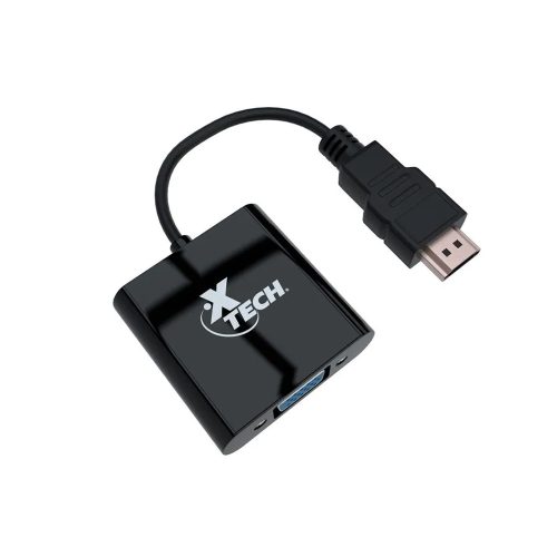 Adaptador HDMI a VGA Xtech XTC-363, 19 pines, color negro, conexión sencilla para tus dispositivos.