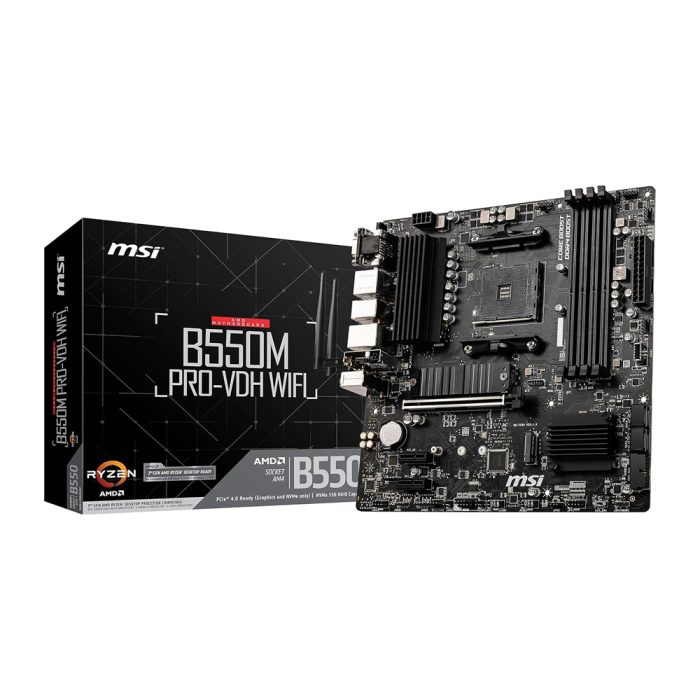Motherboard MSI B550M PRO-VDH WIFI, ATX, WiFi, ideal para gaming y rendimiento excepcional