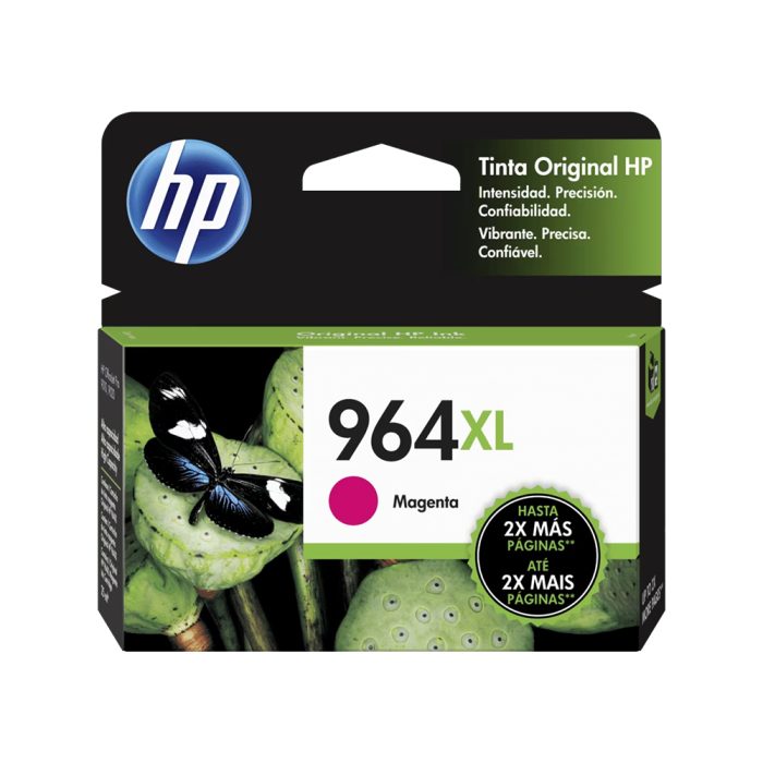 Tóner HP 964XL Magenta de alta capacidad, compatible con impresoras HP para colores vibrantes y nítidos.