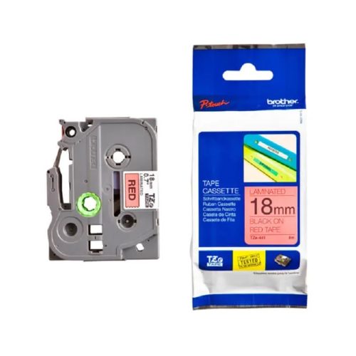 Cinta Brother TZE441 18mm en negro y rojo - Etiquetas duraderas para impresoras de etiquetas