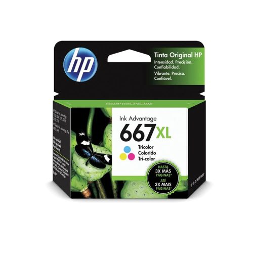 Cartucho de Tinta HP 667XL Tricolor Original de Alta Capacidad - Imprime 330 páginas con Calidad Superior