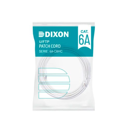 Cable Red Patch Cord Cat 6A Dixon 5m Blanco - Alta Velocidad, Conexión Estable para Redes Confiables