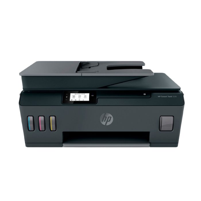 Impresora multifuncional HP Smart Tank 530, tinta, escanea y copia, ideal para oficina y hogar.