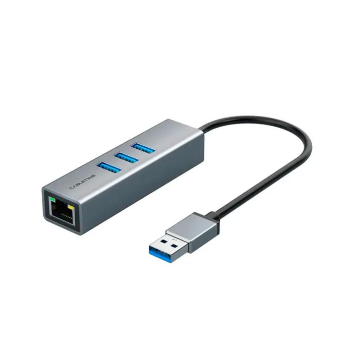 Adaptador USB 3.0 a RJ45 CABLETIME CB55G – Conexión rápida y estable para redes Ethernet