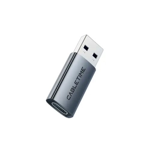 Adaptador USB-A a USB-C CABLETIME CP80G 10Gbps - Conexión Rápida y Eficiente en Color Negro