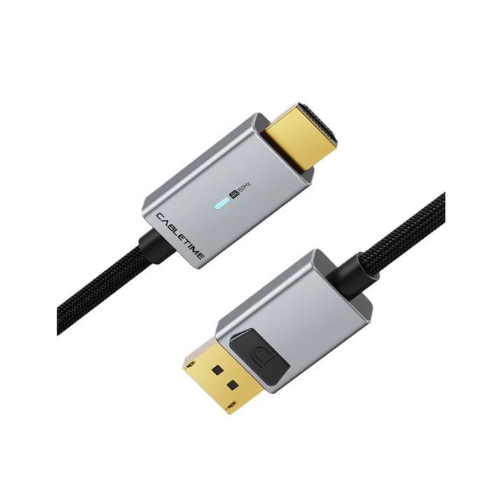 Cable DP a HDMI 1.8m CABLETIME CD30K - Soporta 4K a 60Hz, Ideal para Conectar Dispositivos de Alta Definición