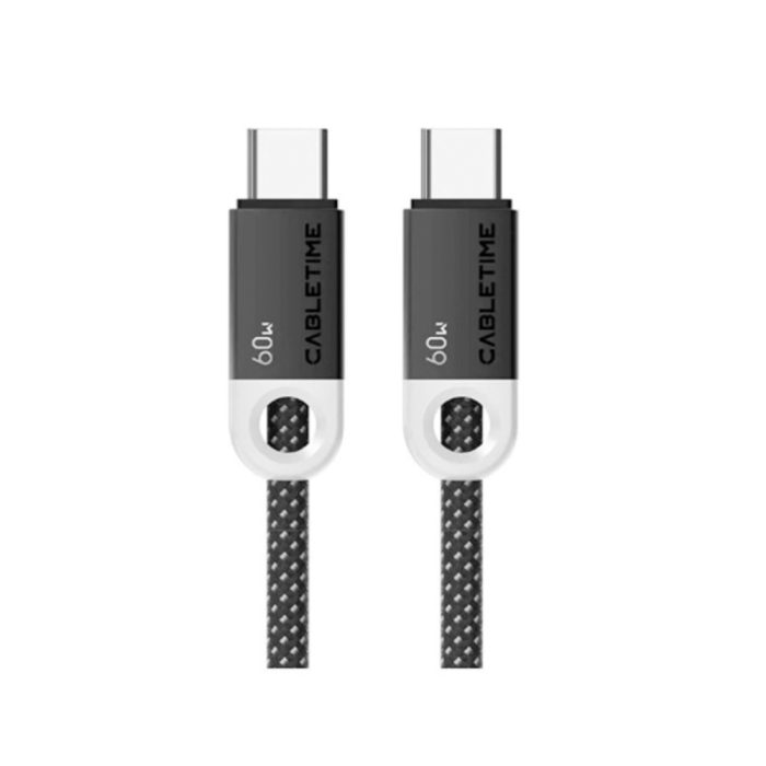 Cable USB-C a USB-C 1m CABLETIME CUP4H 60W Negro - Alta Velocidad y Conectividad Eficiente