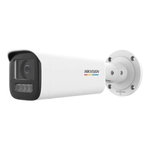 Cámara de vigilancia Hikvision ColorVu 2MP con visión nocturna, conectividad IP y diseño compacto