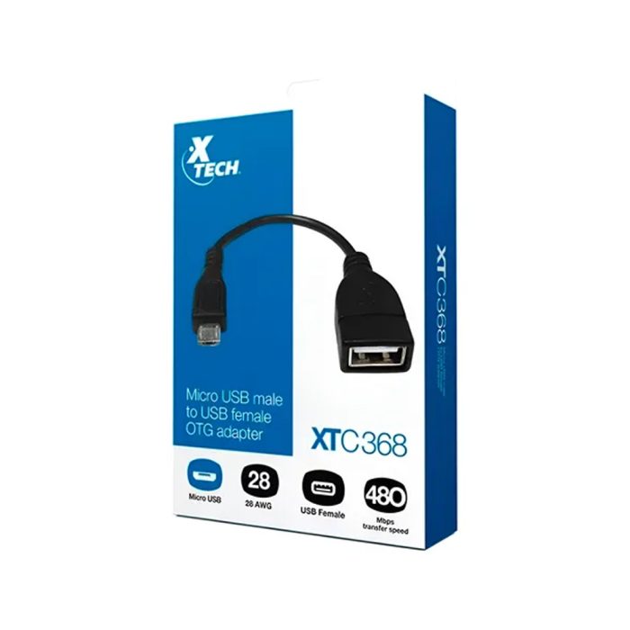 Cable USB Micro-USB y USB Tipo B Xtech XTC-368, 5 pines, negro, carga rápida y transferencia de datos
