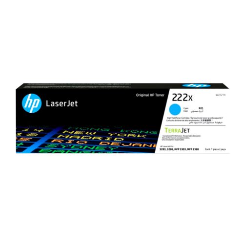 Toner HP W2221X (222X) Cyan para LaserJet M3303 - 2,500 Páginas, Alta Capacidad, Rendimiento Optimizado