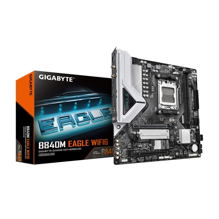Motherboard GIGABYTE B840M EAGLE WIFI6 - Chipset AMD B840, Socket AM5, Formato ATX, Alta Conectividad