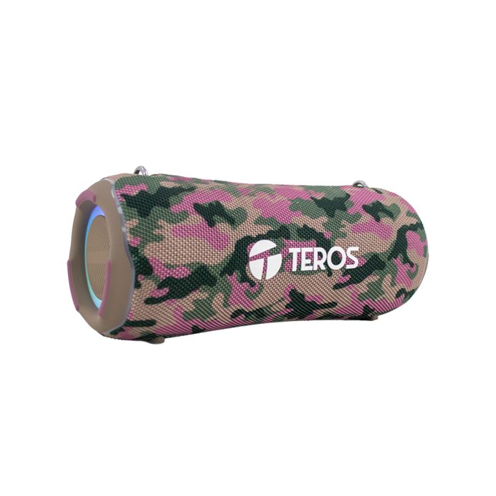 Parlante TEROS Ultra TE-6046M Bluetooth 5.3, RGB, TWS - Diseño Camuflado Marrón Militar