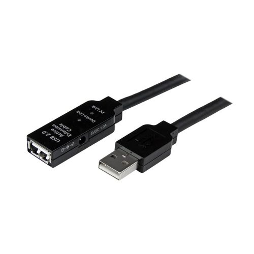 Cable de Extensión USB 2.0 de 10m StarTech.com - Alargador Activo Macho a Hembra, Alta Velocidad, Negro