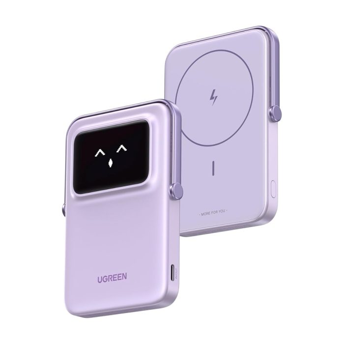 Cargador Inalámbrico UGREEN 5000mAh MTini Robot Magnético 20W - Color Púrpura, Compacto y Potente