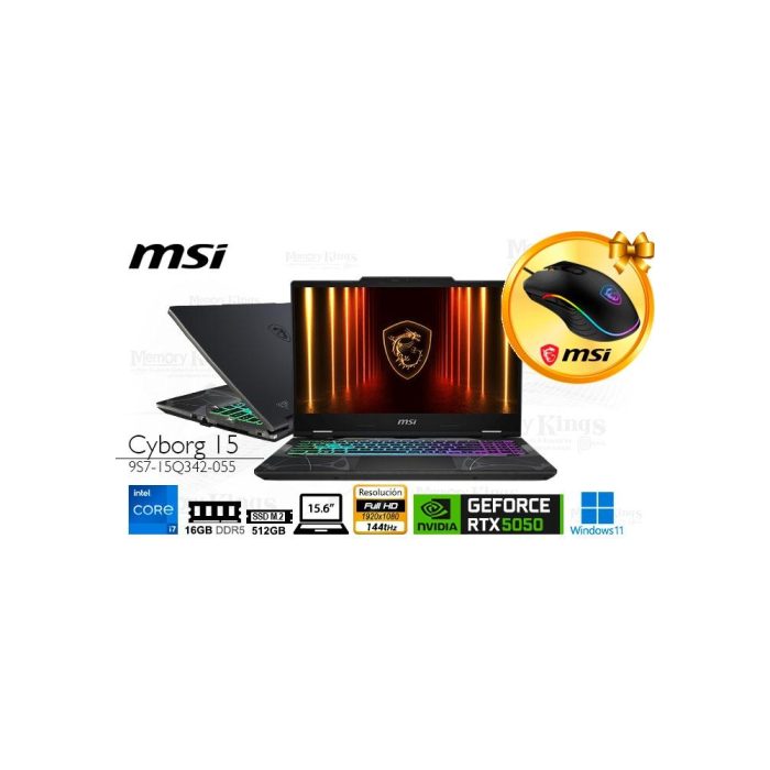 Laptop MSI Cyborg 15 | Core i7 | 16GB RAM | 512GB SSD | 15.6" | GeForce RTX 5050 | Windows 11 Home