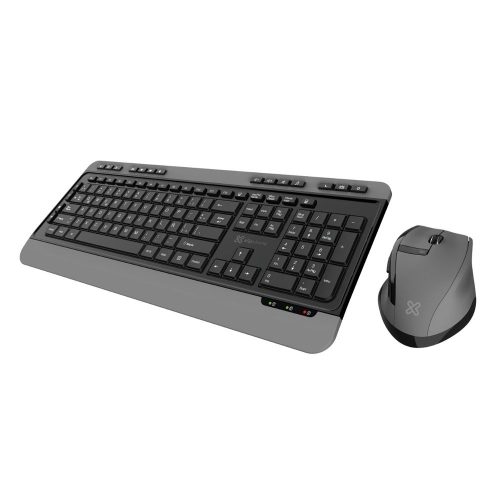 Teclado inalámbrico Klip Xtreme español, Bluetooth 5.0 y 2.4 GHz, color gris y negro