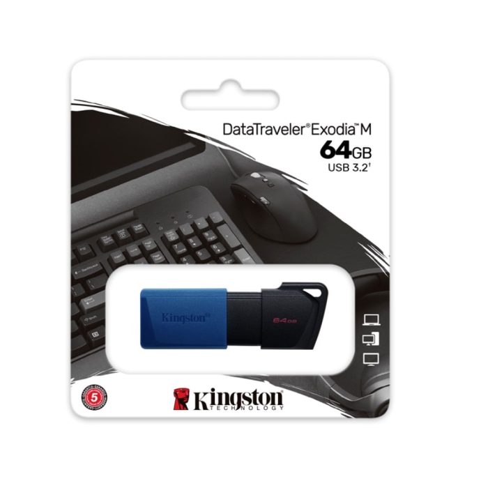 Memoria Flash USB 64GB Kingston DataTraveler Exodia M, conexión rápida USB 3.2, color Aqua Blue