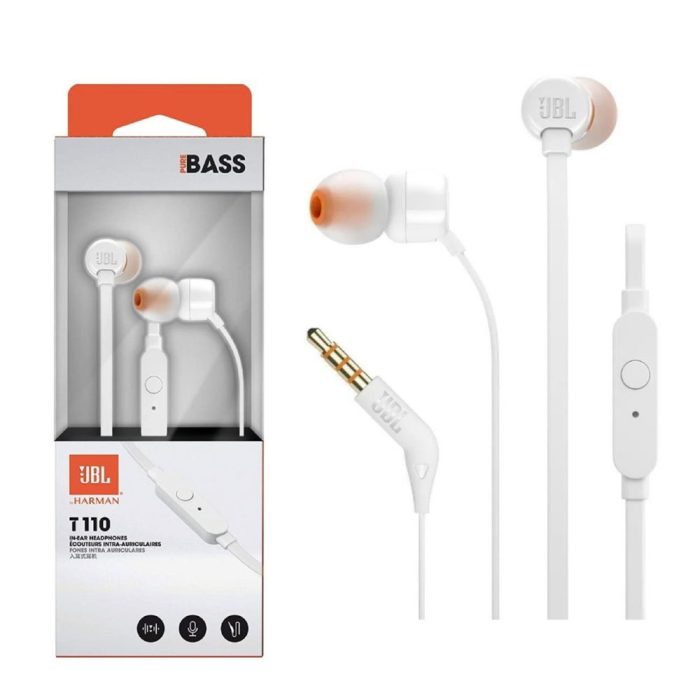 Auriculares JBL T110 In-ear Con Cable Blancos – Sonido Premium, Comodidad y Estilo Elegant