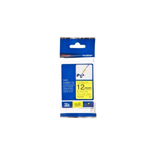 Cinta Brother TZEFX631 1/2" Negro sobre Amarillo - Etiquetas Duraderas para Impresoras