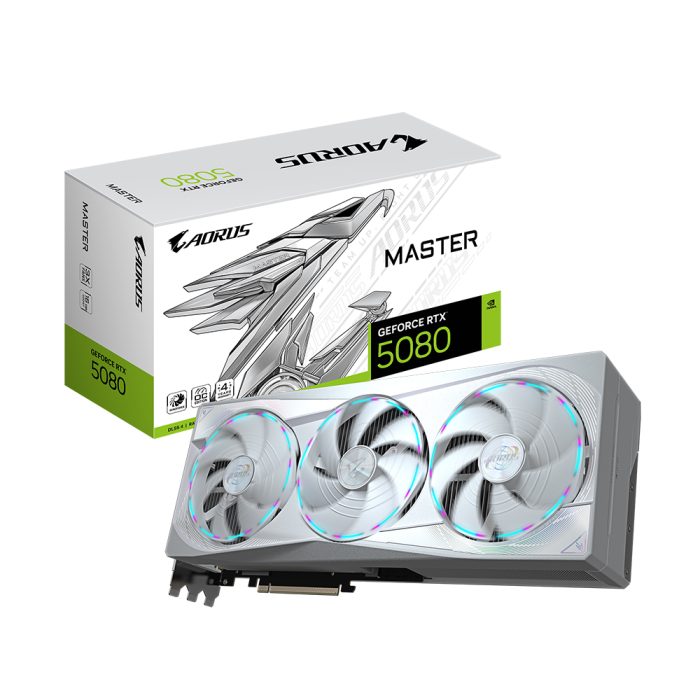 GeForce RTX 5080 16GB GIGABYTE AORUS MASTER Ice White - Potencia y Estilo para Gaming Avanzado
