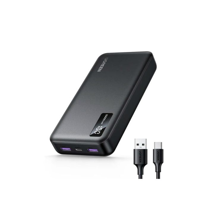 Cargador portátil UGREEN 10000mAh con carga rápida de 20W, compacto y ligero, ideal para viajes