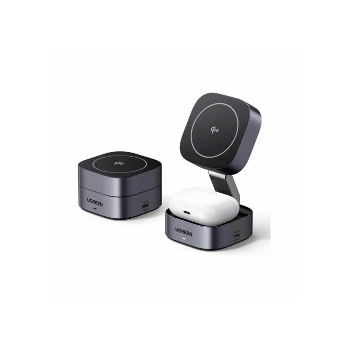 Estación de Carga Inalámbrica UGREEN 2 en 1 Qi2 Magnética Plegable Rápida para Móvil y Auriculares