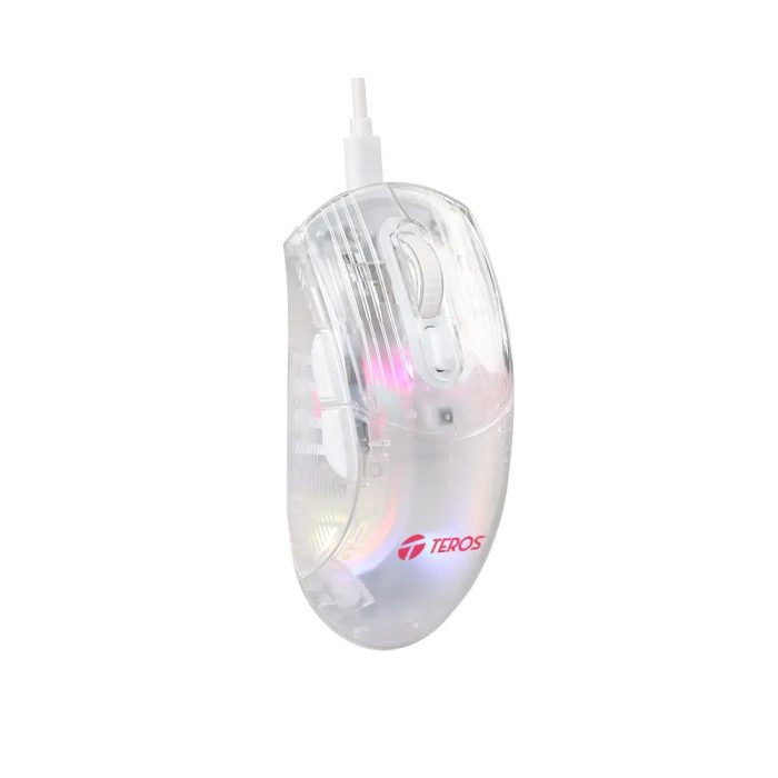Mouse Gamer TEROS TE-1216G RGB Transparente | 2 Botones | Precisión y Estilo para Jugadores