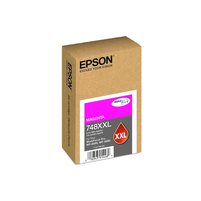 Cartucho de Tinta Epson 748 Magenta - Rinde hasta 7,000 Páginas, Ideal para Impresiones de Alta Calidad