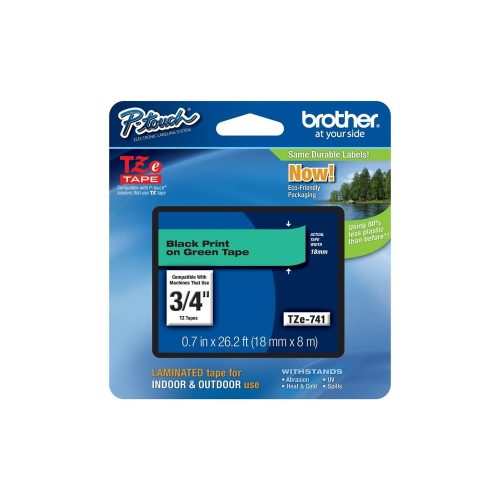 Cinta para Etiquetas P-touch TZe741 Verde 17.78mm x 7.99m, Resistente a Grasa y Temperaturas Altas