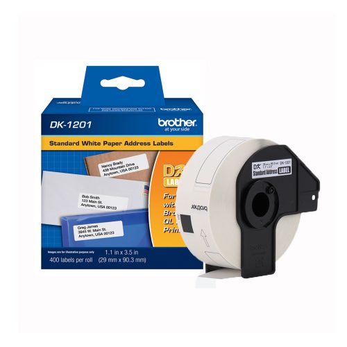 Etiquetas de Dirección Brother DK1201, 400 Rollo, Térmica, Troqueladas, 79.76mm x 28.96mm, Blancas