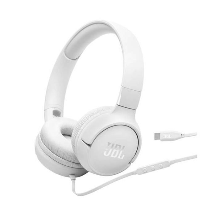 Auriculares JBL TUNE 520C - In-ear con conexión por cable, color blanco, sonido envolvente y ligero diseño
