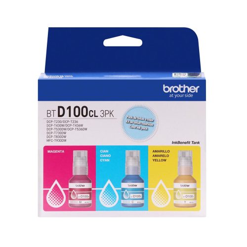 PACK 3 TINTAS BROTHER BTD100CL3PK COLOR - Compatible, Alta Calidad y Colores Vibrantes para Impresoras