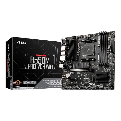 Placa Base MSI B550M PRO-VDH WIFI - ATX, Soporta 128 GB DDR4, 4400 MHz, HDMI y DisplayPort