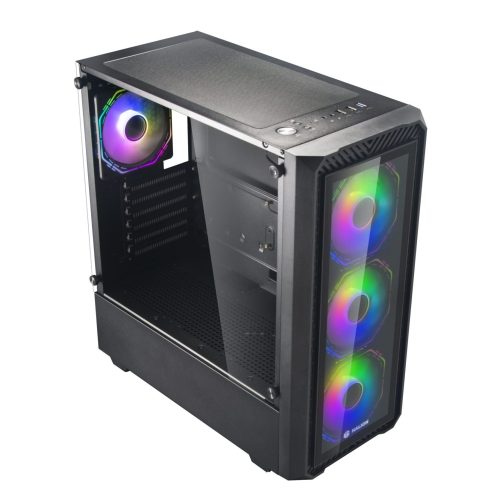 Case Halion Infinity 416 - Caja de PC con Panel de Vidrio y 4 Ventiladores ARGB, 600W